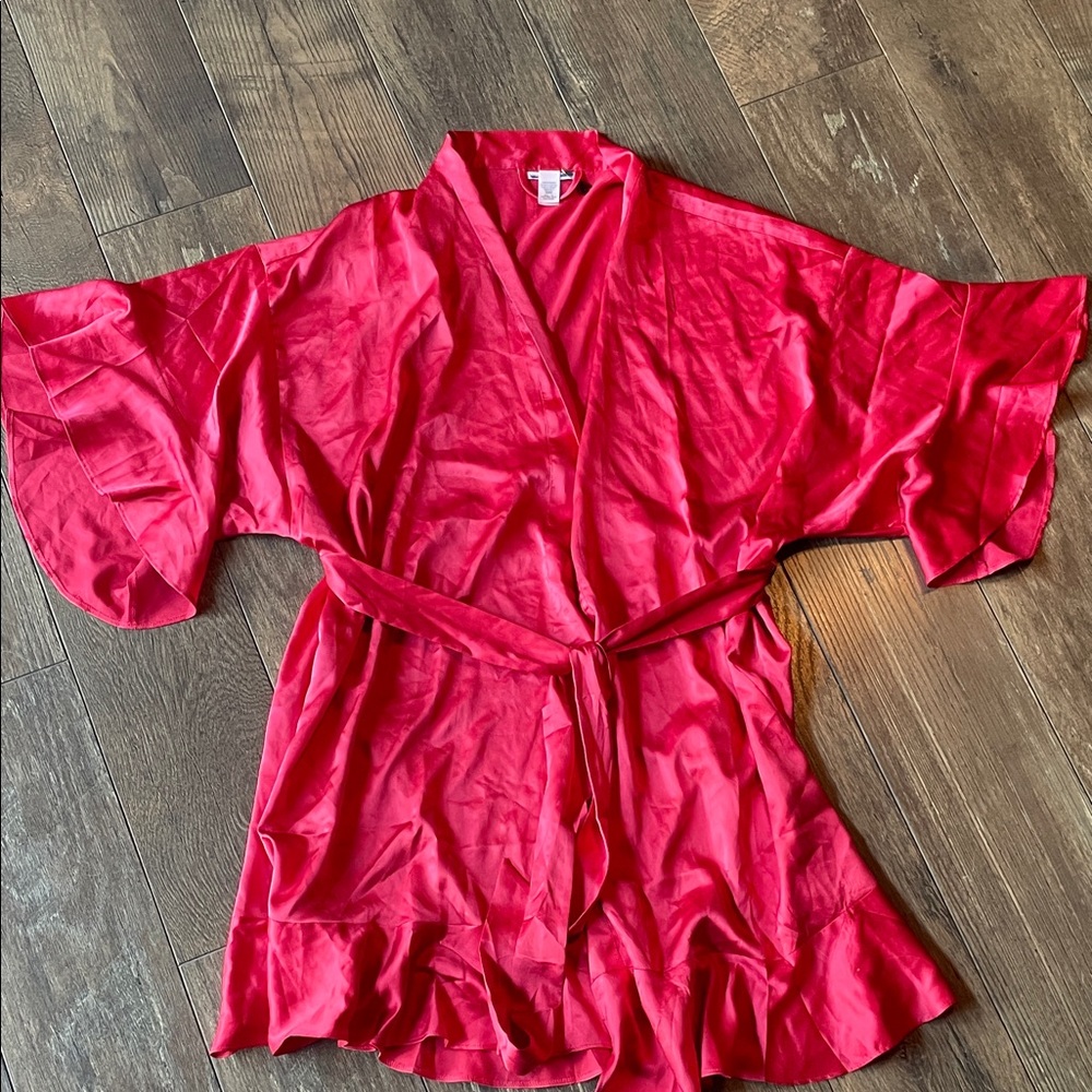 Victoria's Secret Vibrant Red Satin Robe